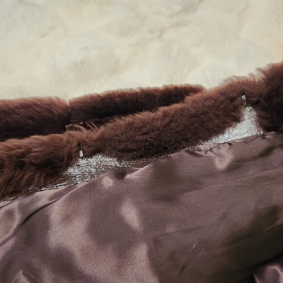 Shearling Coat Vintage Chocolate Brown - Picture 6 of 13